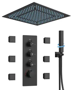 20" High-Pressure 2.5 GPM Ceiling Mount Complete Shower System with LED Light | Smart Temp Flow | Revitalize with Body Jets | Stable Water Temperature | Quiet Operation | Precision Temperature Control | 7 Spray patterns