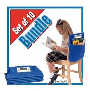 Seat Sack® 10-Piece Expandable Special-Size Chair Storage Organizers Bulk Set for Classrooms Offices Libraries Dorms Home Offices with Roomy Pocket & Clear Sleeve