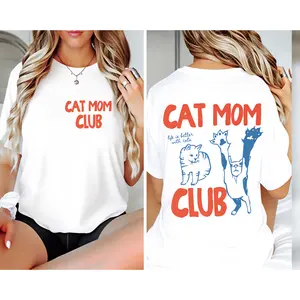 🌹   100% Cotton Double-Sided Print Cat Mom Club Tee, Cute Valentine Design, Perfect Gift for Wife & Couple Forever Dates. # TikTokShop. # TikTokMadeMeBuyIt. #  FunnyValentine
