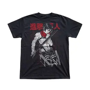 Gildan Men's and Women's T-Shirt, Vintage Attack on Titan Mikasa Ackerman Graphic Tee, Retro Aesthetic Shirt, Unisex Gift Manga Anime Shirt, Gothic Grunge Y2K Emo Scene Amity Affliction Style Clothes Menswear Womenswear Streetwear