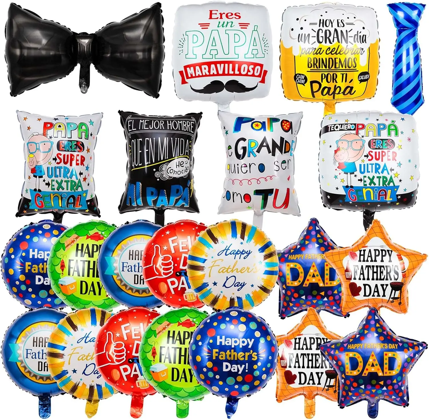 22 Pcs Fathers Day Balloons, Happy Father's Day Aluminum Balloons Foil, Dad Mylar Balloon for Party Decorations