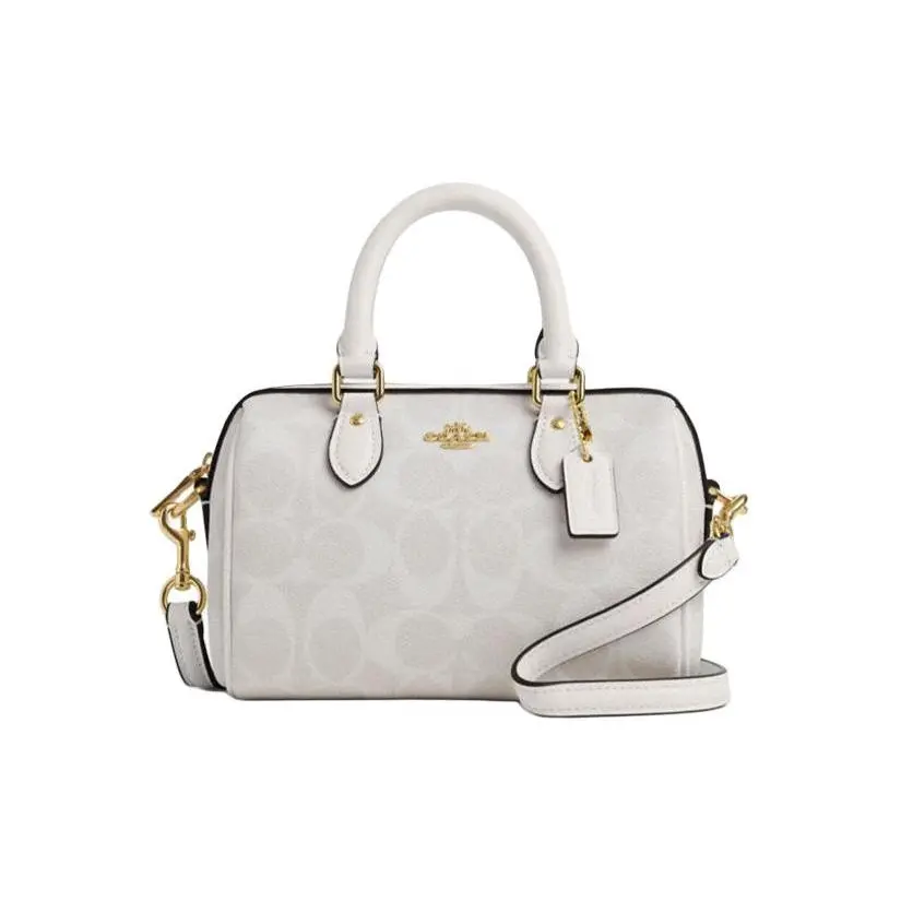 COACH Rowan 18 Small Crossbody Shoulder Handbag for Women, Classic Monogram PVC, White