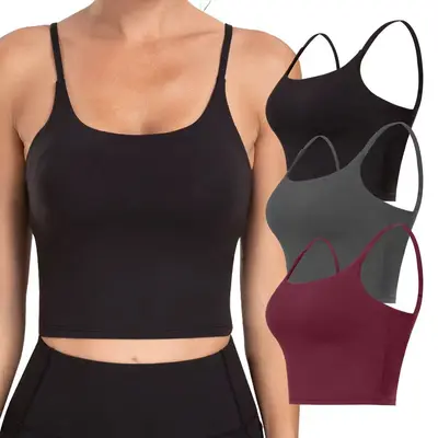 2-Pack Women's Sleeveless Crop Tank Tops | Workout & Casual Strappy Fitness Tops - View #7