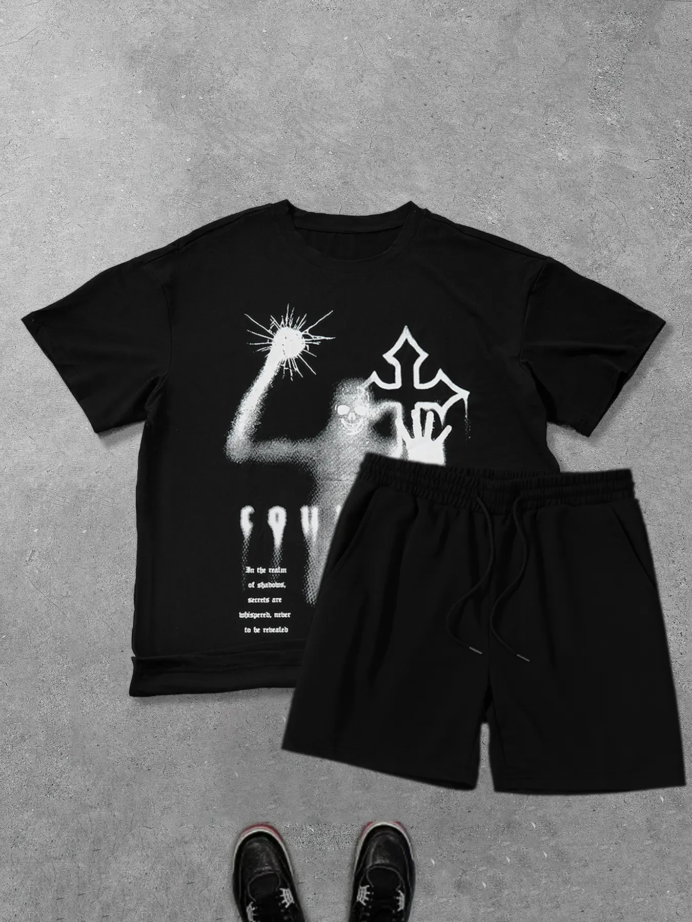 World Pattern T-Shirt & Shorts Matching Outfits Set, Y2K Style Casual Summer, Comfortable Fashionable Clothing for Men Women Kids
