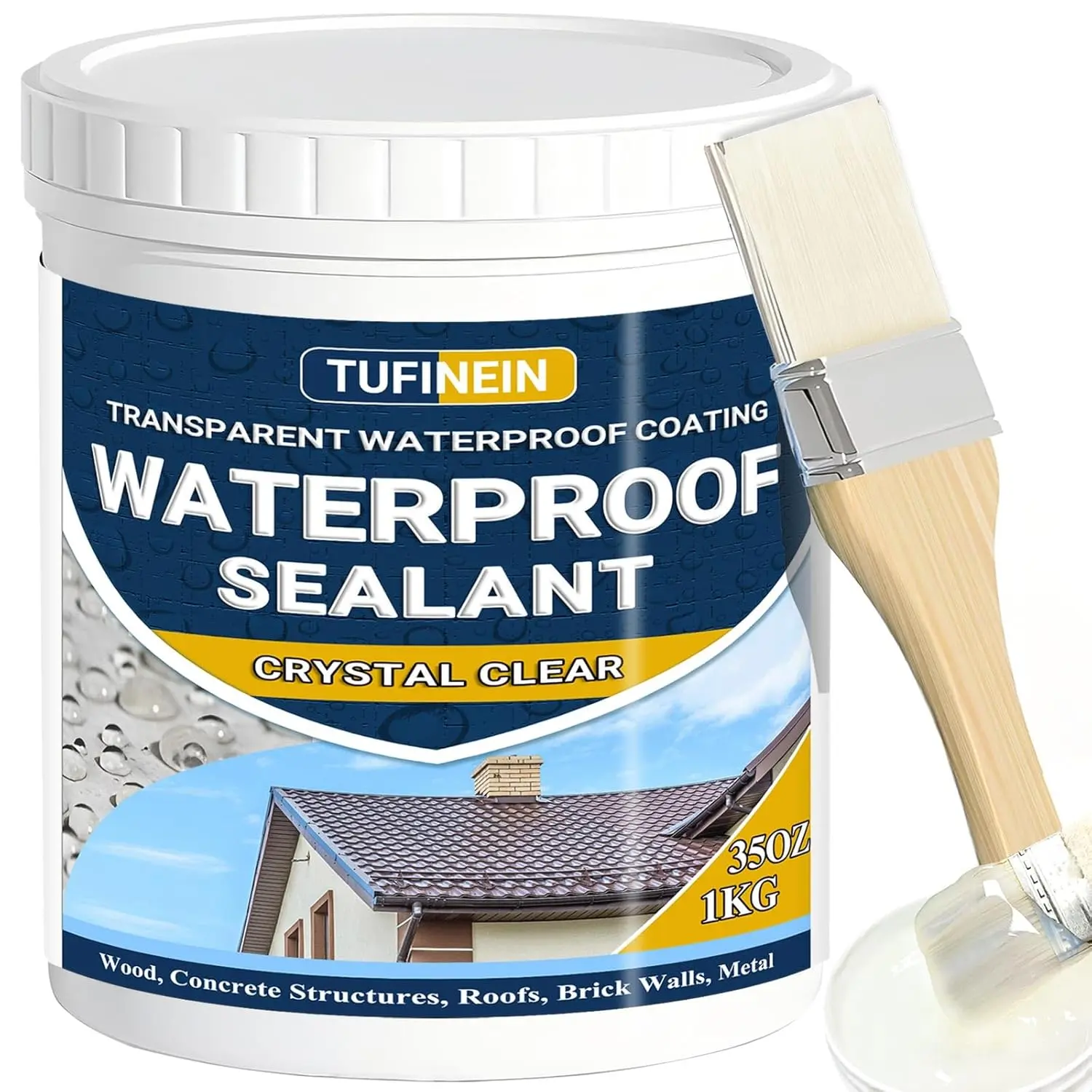 Transparent Waterproof Coating, 35oz Invisible Waterproof Agent Indoor & Outdoor Sealant Water-Based Clear Sealant Roofs, Walls, Garden, Terraces