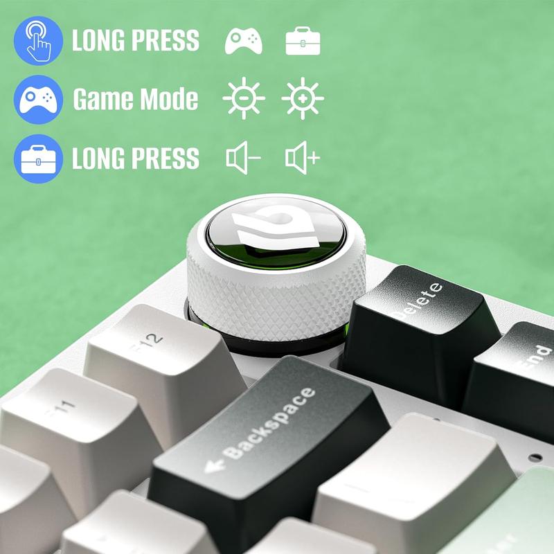 Hi75 Aluminum Alloy Mechanical Gaming Keyboard with Gasket-Mounted Functional Knob, Wired,75% Layout Hot Swappable RGB Backlit for Win PC - Purple Magic Bear