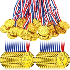 Gold Medal Set, 500pcs/set Medal & Ribbon Set, Party Gift Supplies for Sports, Football, Soccer, Competition, Talent Show, Birthday Party