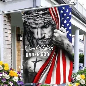 One Nation Under God Flag, Christian Jesus Resurrection Flag, Outdoor House Yard Decoration, Home Garden Flag, Garden Accessories, Garden & Patio Decoration