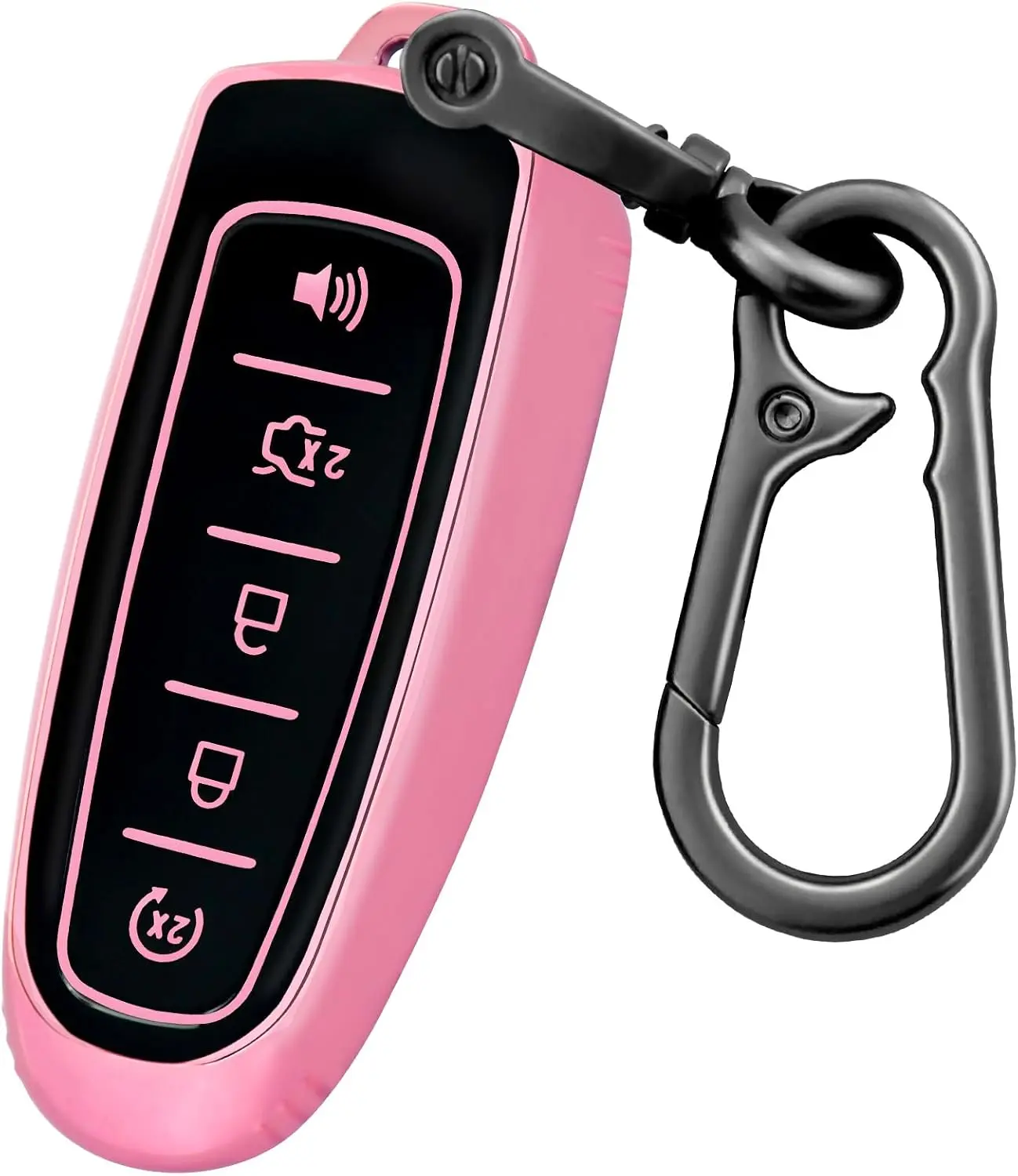 for  Key Fob Cover with Keychain,Key Fob Cover Case  Compatible with  C-Max Edge Escape Expedition Explorer Flex Focus Taurus Lincoln MKS MKT MKX Smart Key (Pink)