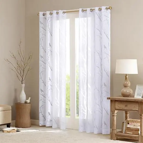Madison Park Sheer Bird Window Panel 63" Panel White