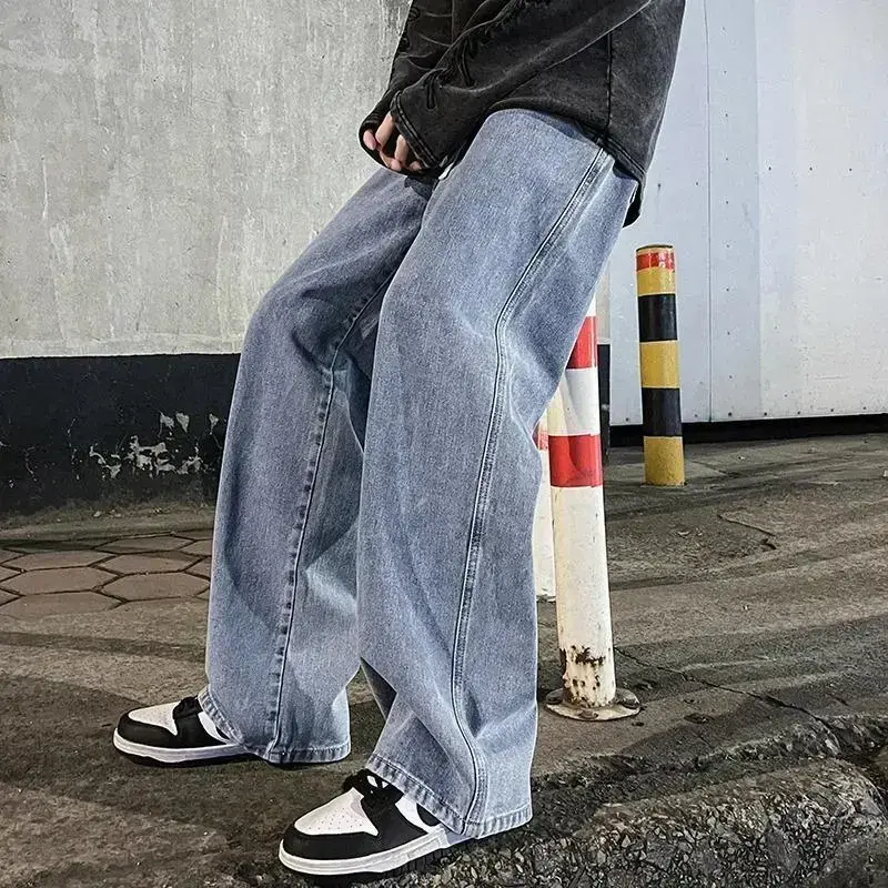 2025 New Streetwear Loose Jeans Men Korean Style Fashion Loose Straight Wide Leg Pants Men's Brand Clothing Black Light Blue Grey Pocket 2025 New Streetwear Loose Jeans Men Korean Style Fashion Loose Straight Wide Leg Pants Men's Brand Clothing Black Light Blue Grey Pocket