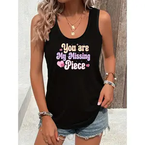 Halloween Fashion Casual Women'S Vest Letter Print Pattern Sleeveless Vest Suitable for Spring And Summer Season Breathable And Skin Friendly Versatile Comfortable And Not Sweaty