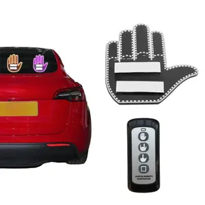New car luminous gesture light, up sign funny hand light, car rear window interactive LED gesture light, car road rage sign finger light with remote control, men's car accessories cool car decorative light-3 kinds of gestures
