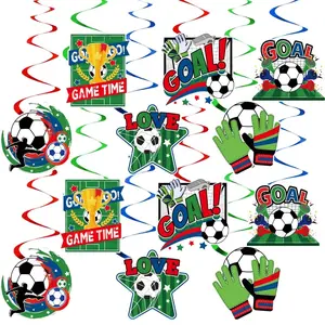 12 Pcs Sports-Themed PVC Waterproof Spiral Hanging Swirl Ornaments, Fun Outdoor Sports Party Decorations for Birthday, Game Day Events