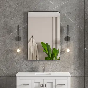 Eviva Harmony 24" x 36" Rectangular Black Metal Framed Mirror