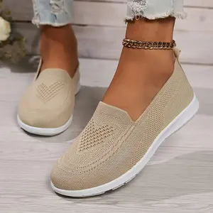 2026 - Breathable Slip-On Flat Casual Shoes, Knitted Sports Sneakers, Women Shoes