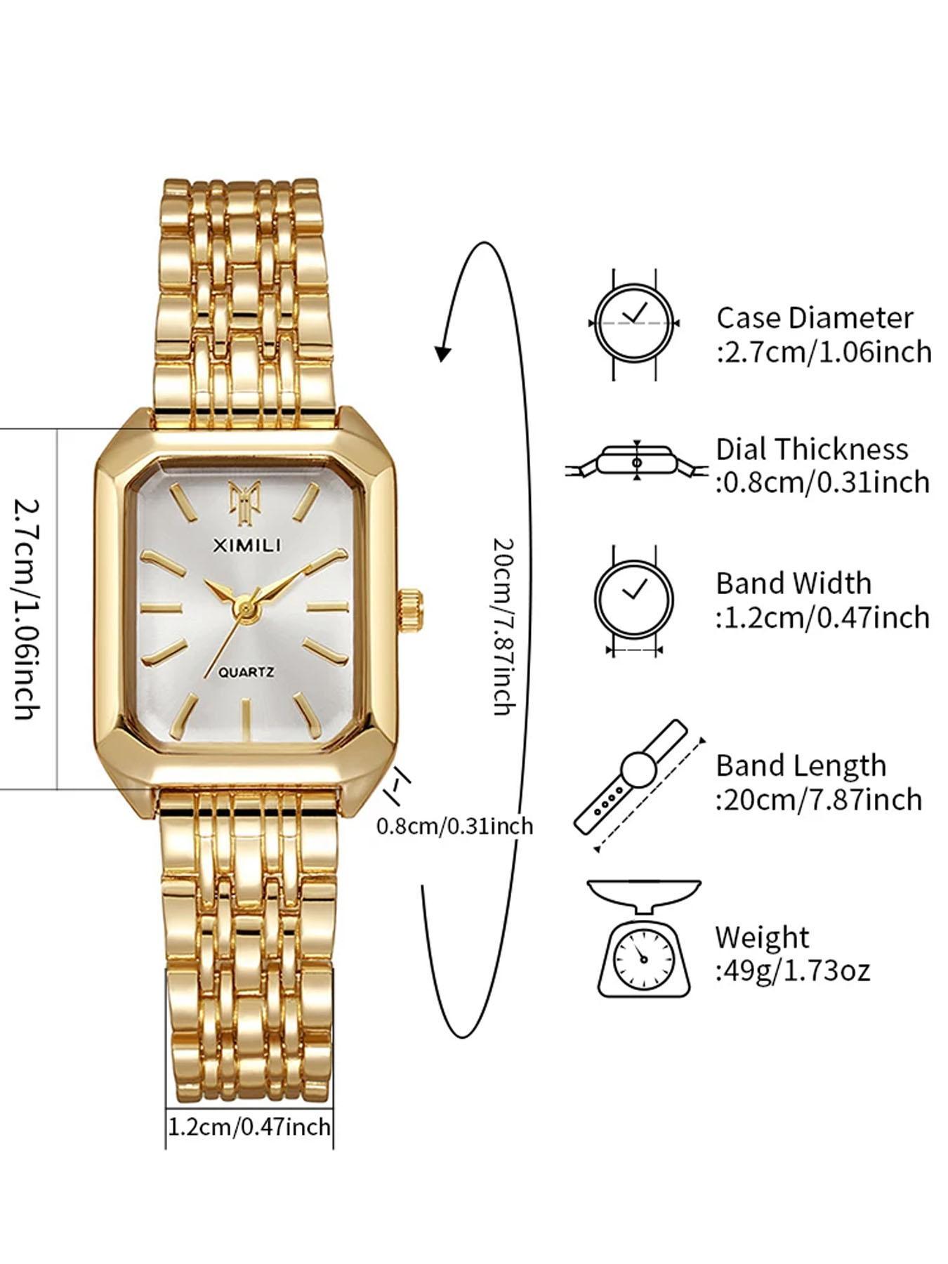Elegant Women's Luxury Fashion Quartz Watch, Chic Minimalist Bracelet with Box, Simple Scale Square Silver Gold Wristwatch, Fashionable Analog Watch, Perfect for Party, Daily Outfits, Birthday