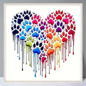 Dog Paw Prints Pattern DIY Diamond Arts Colorful Painting Kit without Frame, DIY 5D Diamond Arts Colorful Painting for Bedroom Home Wall Decor, Crafts