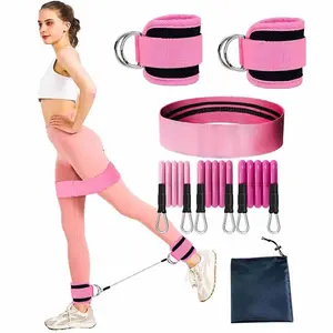 Ankle Resistance Bands with Cuffs, Booty Workout Band, Leg Resistance Bands with Adjustable Straps, Fitness Straps for Leg & Glute Workouts, Perfect for Kickbacks, Hips & Full-Body Workouts, Home and Gym Resistance Bands with Carry Bag, Portable Package