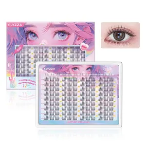 Idol Lash Extension Kit 10-12mm Cluster Lashes With Thin Lash Band C+ Curl Natural Look False Eyelash Clusters With Bottom Lashes Faux Lash Clusters Extensions For DIY Individual Lashes at Home