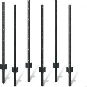 6/10 Piece Garden Fence Post Set 47-inch Heavy-Duty U-Shaped Metal Posts for Wire Mesh Fences No-Dig Temporary Fence Posts Black