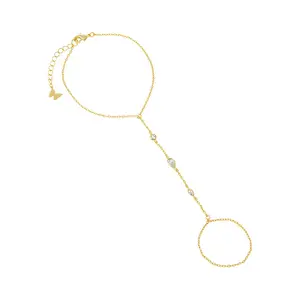 CZ Bezel Multi Shape Hand Chain Bracelet