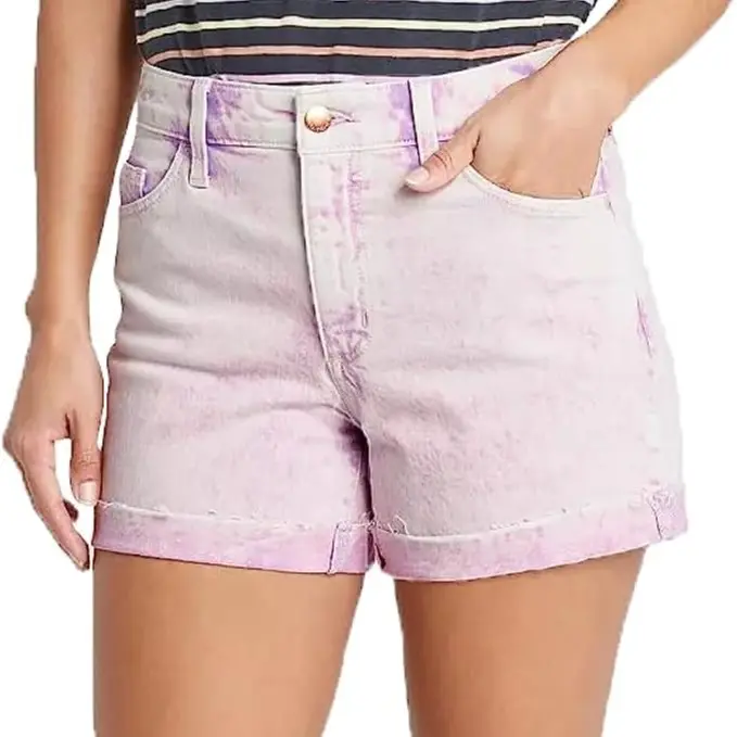 Universal Thread Women's High-Rise Midi Jean Shorts (size 10, Acid Wash Purple)