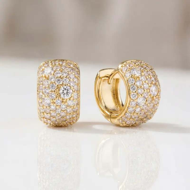 Monaco Pavé Huggie Earrings | 14K Gold Plated CZ Hoop Earrings | Luxury Chunky Huggies | Hypoallergenic Jewelry