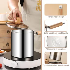 304 Stainless Steel Fryer Cooking Pan with Filter BasketMultifunctional Skillet Pasta Pan Kitchen Cooking Tools