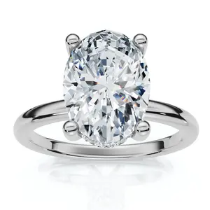 2 1/10Ct Oval Diamond Side Halo Engagement Ring 14k Gold or Platinum Lab Grown