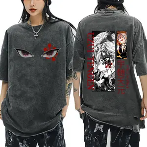 valentine shirts  Demon Slayer Anime Tengen Uzui Eyes Vintage Washed T-shirts Men's Women Casual Short Sleeve Fashion T-Shirt Oversized Tee Shirt