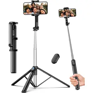 67" Selfie Stick Tripod for , Lightweight Travel Phone Tripod with  Remote, Extendable Cell Phone Stand for Photography, Video & Live Streaming - Black