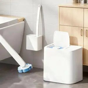 Disposable Toilet Brush and Holder Set,Extended Handle with 18 Cleaner Refills Toilet Brush for Toilet Bowl Cleaners,Bathroom Cleaning, Bathtub - Blue (Ocean Fresh Scent)