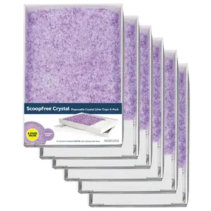 6 Pack ScoopFree Lavender Scented Crystal Litter Tray Refills, Disposable Leak Protection Trays for Self-Cleaning Litter Systems