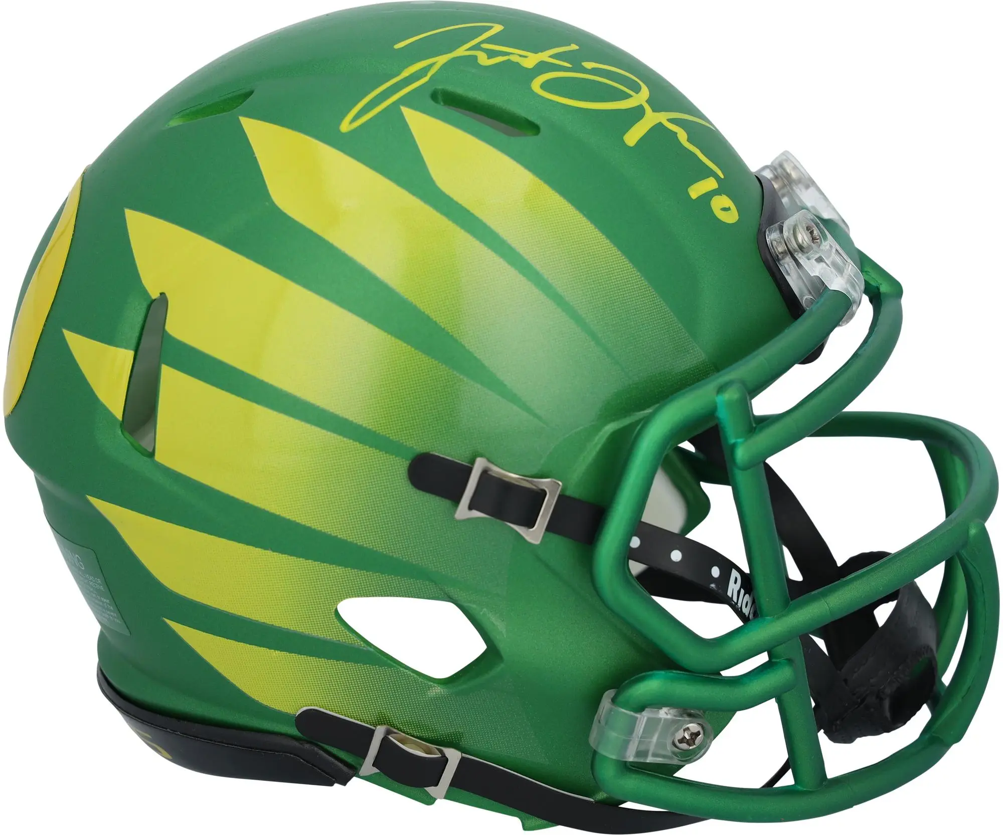 Justin Herbert Oregon Ducks Autographed Riddell Green Wing Speed Mini Helmet - Fanatics Authentic Certified