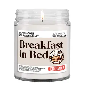 Breakfast in Bed Scented Candle Smells Like French Toast - Bacon - Cappuccino - Decor Aroma Fragrance - Glass Jar