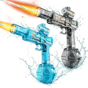 2 Pack Electric Water Gun for Kids & Adults, Automatic Water Blaster with LED Lights and Continuous Firing, Rechargeable Summer Outdoor Pool Party Toys Gifts for Boys Girls