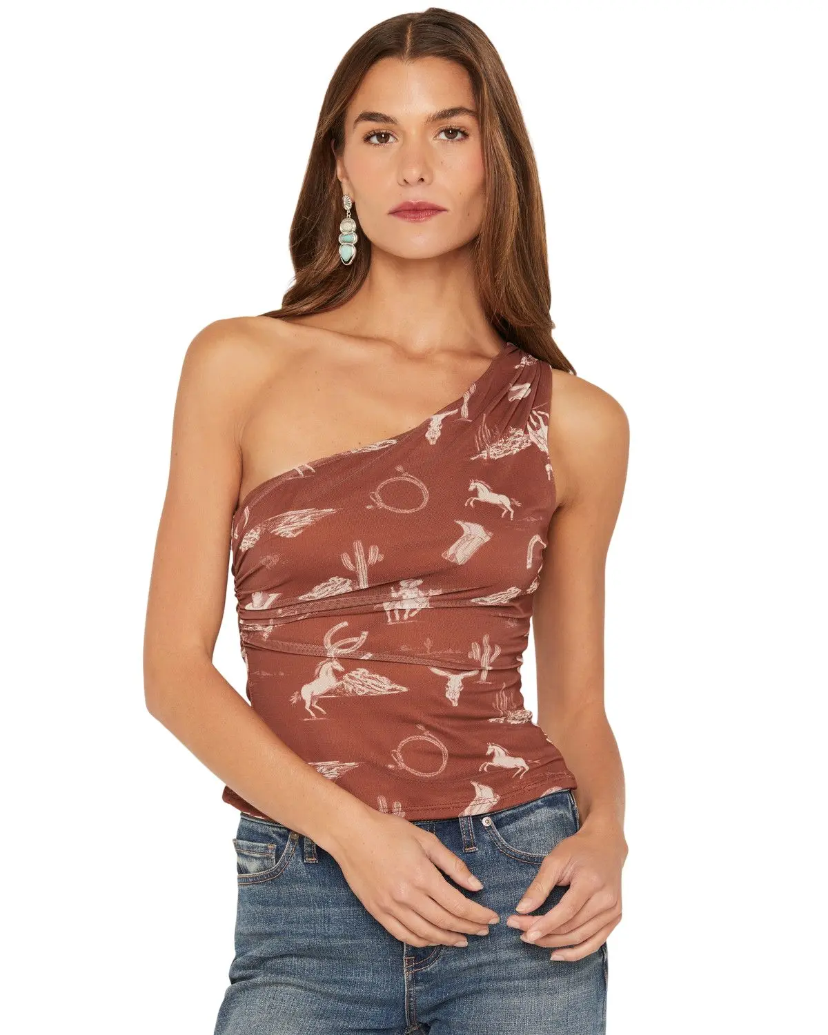 Ash Women's And Violet Women'S Conversational Print One Shoulder Top - 11Cz935ayb