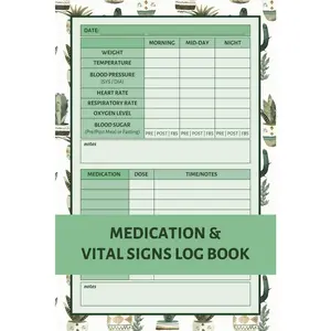 Medication & Vital Signs Log Book: Daily Medical Notebook to Record Vital Signs (Blood Pressure/Sugar, Heart Rate, etc) and Medicines