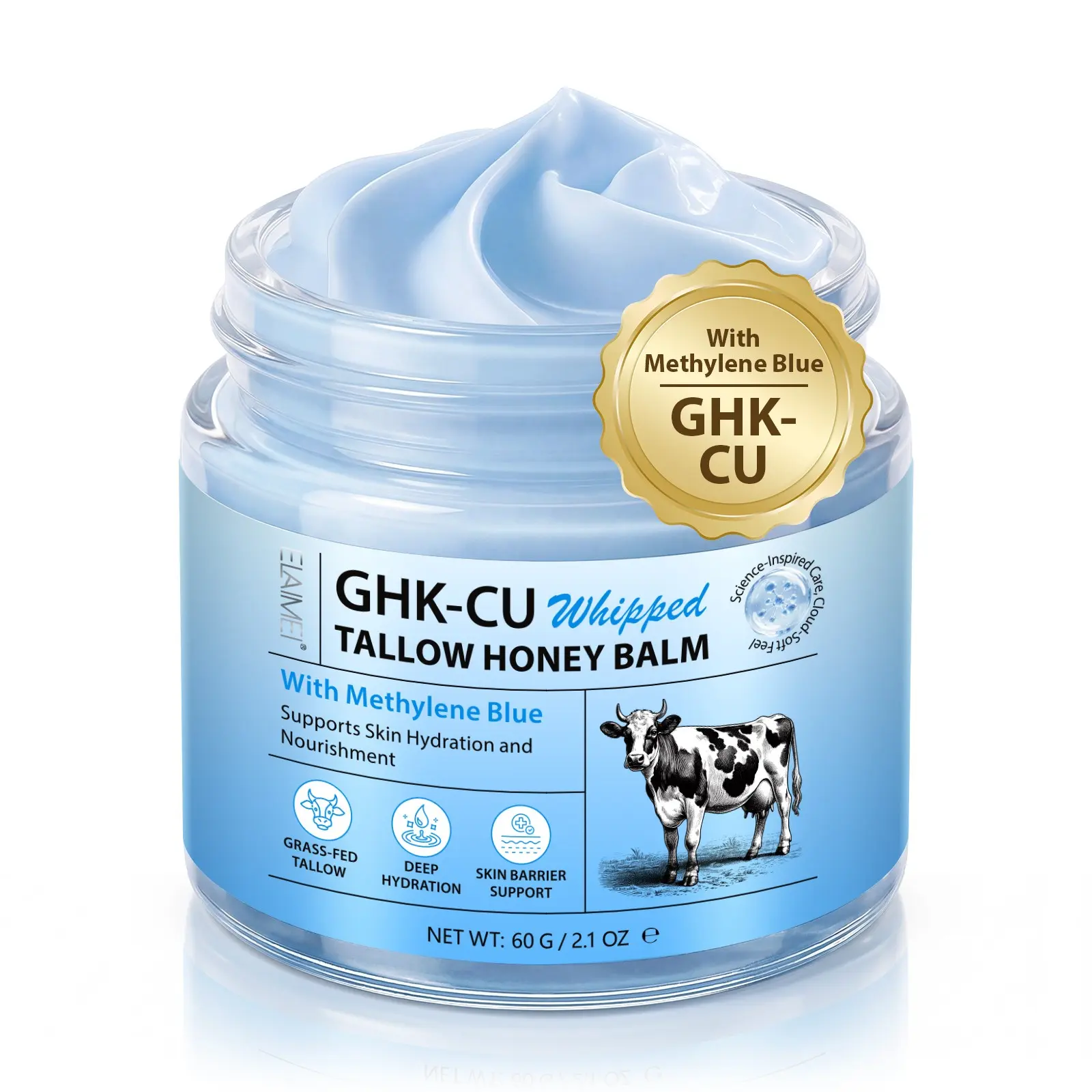 ELAIMEI GHK-CU WHIPPED TALLOW HONEY BALM, Beef Tallow Moisturizer, Skin-friendly gentle formula, deep hydration, moisturizes the skin