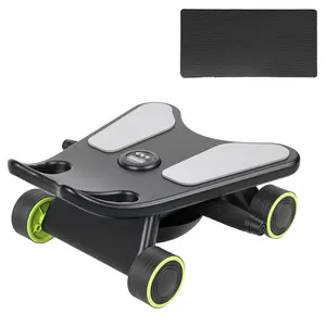 4-Wheel Abdominal Roller with Elbow Support, Abdominal Roller Board Core Workout Machine, Knee Pad Core Workout Machine for Home Gym Full Body Strength Trainer Mini Pilates Reformer Equipment