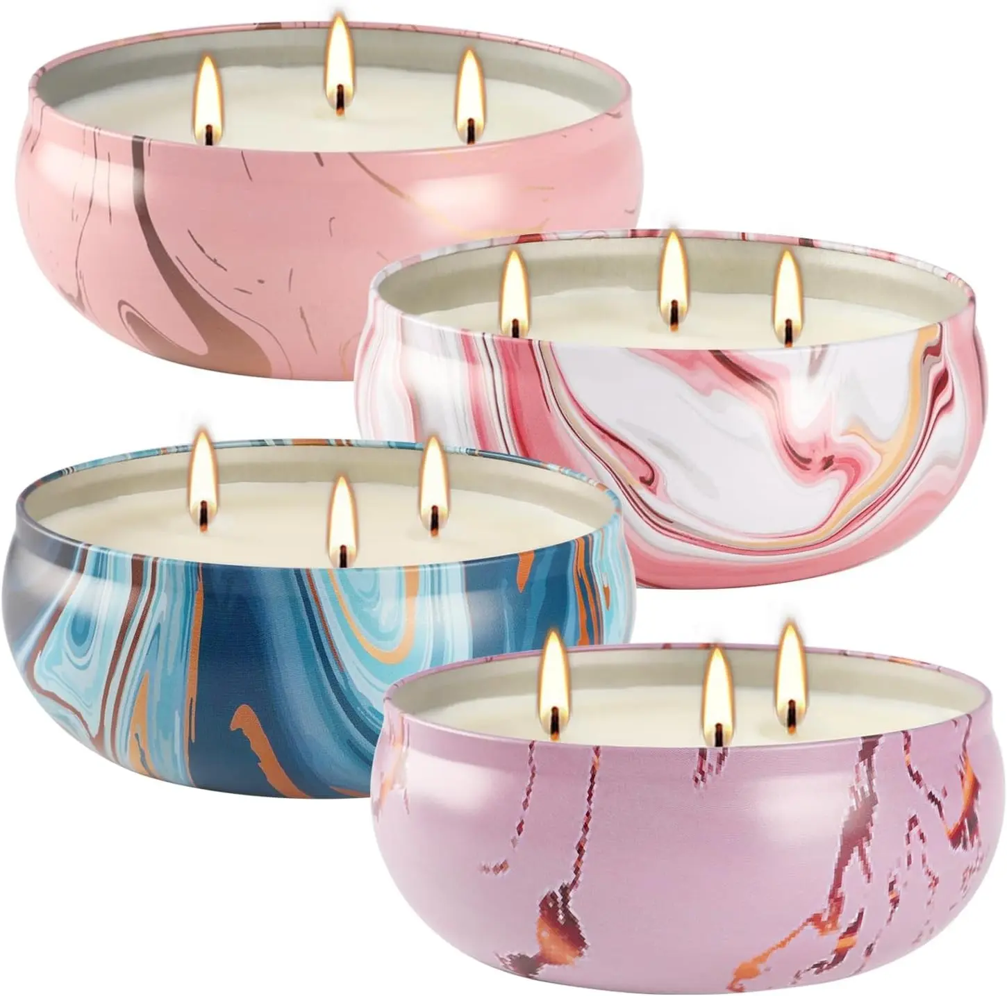 4 Pack Citronella Candles-3 Wick Scented Candles,Outdoor Candle Bulk 12 oz Large Candle Gift for Patio,Summer Gifts,Anniversaries GIF.