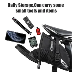 WEST BIKING 1.1L PU Extendable Mountain Road Bike Seat Rear Bag Waterproof Sport Travel Bicycle Saddle Tail Bag