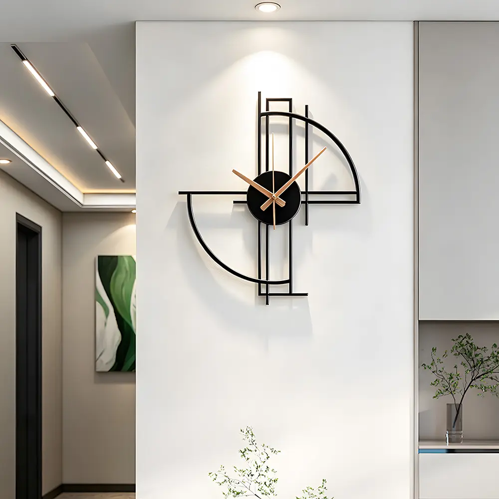 Modern Geometric Metal Wall Clock, Classical Large Decorative Wall Clock, Non-Ticking Silent Metal Wall Clocks, Unique Contemporary Home Decor, Large Decorative Wall Art for Living Room, Office, Or Bedroom