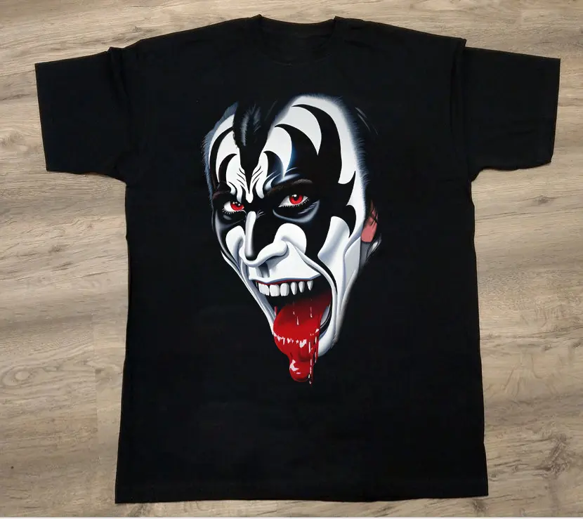 Gene Simmons Black Cotton Shirt Full size Halloween Shirt  T-Shirt Made In USA, All Colors, Gift for Women Men, US Size S-6XL, 100% cotton, Classic Fit, Unisex T-Shirt