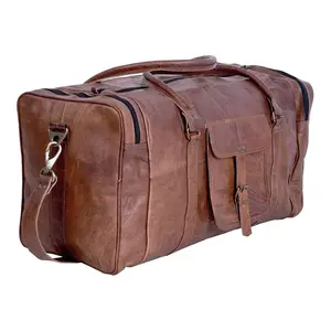 Leather 21-Inch Vintage Duffel Bag - Full Grain Leather Travel, Gym, Sports, and Weekend Bag