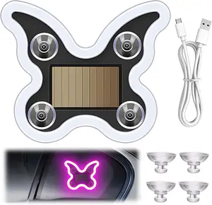 Car LED Ambient Light, Solar-Powered &USB Charging Butterfly Neon Light, Stylish & Eco-Friendly Car Interior Accessories, 6 Modes, Romantic Lighting Decor for Car, Bedroom, Party, Home Decor