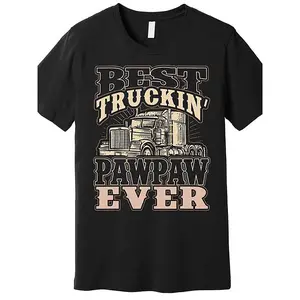 Funny 'Best Truckin Pawpaw Ever' Vintage Trucker T-Shirt - Premium Short Sleeve Tee| Perfect Father's Day Gift for Men| Black Casual Shirt