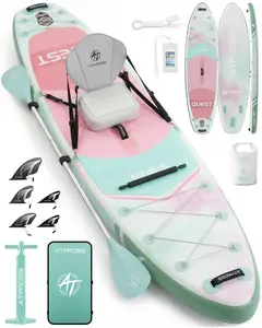 Atpross 12'x36" Extra Wide Inflatable Paddle Board  Stable Beginner-Friendly SUP with Kayak Seat for Lake Days, Yoga, Fishing & Outdoor Adventures | Premium Accessories Kit & Backpack