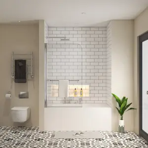 Bath tub Pivot shower screen, with 1/4" tempered glass and towel bar  3458